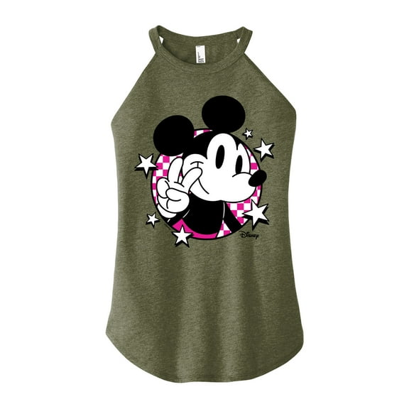 Disney - Mickey & Friends - Peace Sign - Retro Style - Juniors High Neck Tank Top
