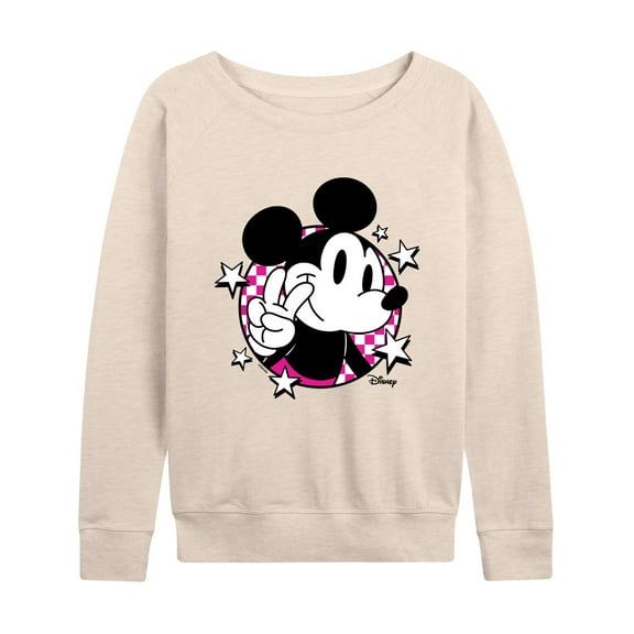 Disney - Mickey & Friends - Peace Sign - Retro Style - Women's Lightweight French Terry Long Sleeve Shirt
