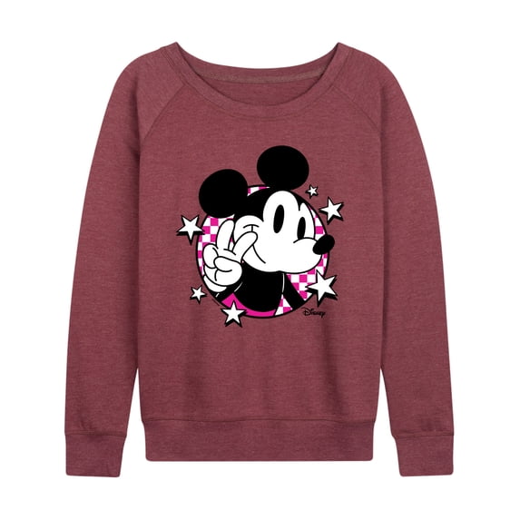 Disney - Mickey & Friends - Peace Sign - Retro Style - Women's Lightweight French Terry Long Sleeve Shirt