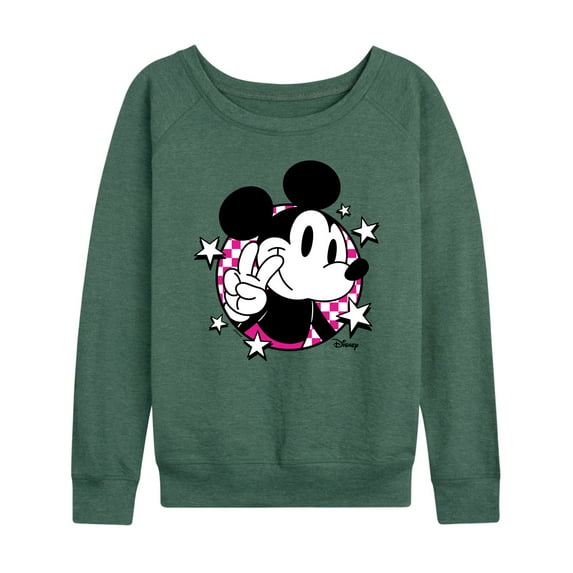 Disney - Mickey & Friends - Peace Sign - Retro Style - Women's Lightweight French Terry Long Sleeve Shirt