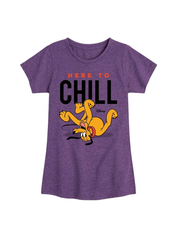 - Mickey & Friends - Pluto - Here to Chill - Toddler And Youth Girls Short Sleeve Graphic T-Shirt