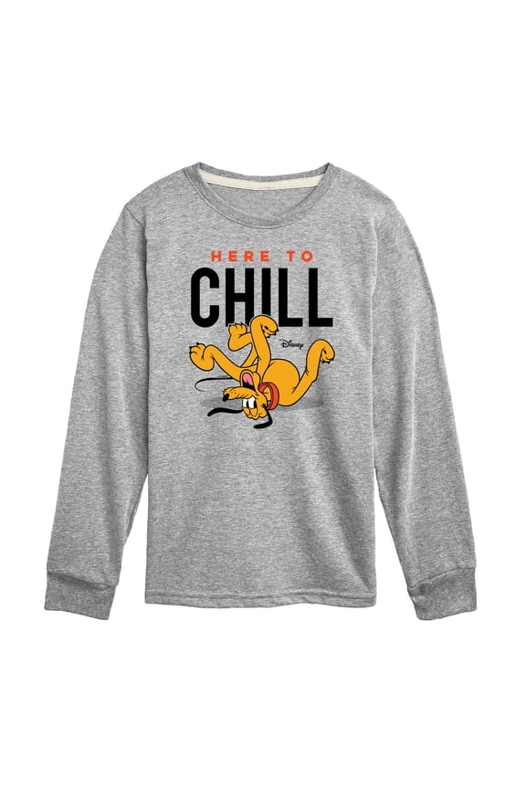 - Mickey & Friends - Pluto - Here to Chill - Toddler And Youth Long Sleeve Graphic T-Shirt