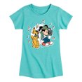 thumbnail image 1 of Disney - Mickey & Friends - Pluto & Mickey Listening to Music - Toddler And Youth Girls Short Sleeve Graphic T-Shirt, 1 of 5