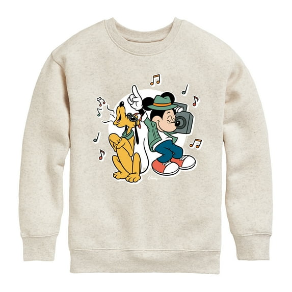 Disney - Mickey & Friends - Pluto & Mickey Listening to Music - Toddler And Youth Long Sleeve Graphic T-Shirt