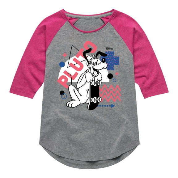 Disney - Mickey & Friends - Pluto Retro Styled Skater - Toddler And Youth Girls Raglan Graphic T-Shirt