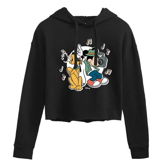Disney - Mickey & Friends - Pluto Sings while Mickey Dances - Juniors Cropped Pullover Hoodie