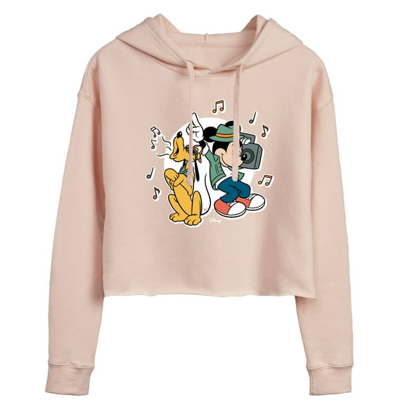 Disney - Mickey & Friends - Pluto Sings while Mickey Dances - Juniors Cropped Pullover Hoodie