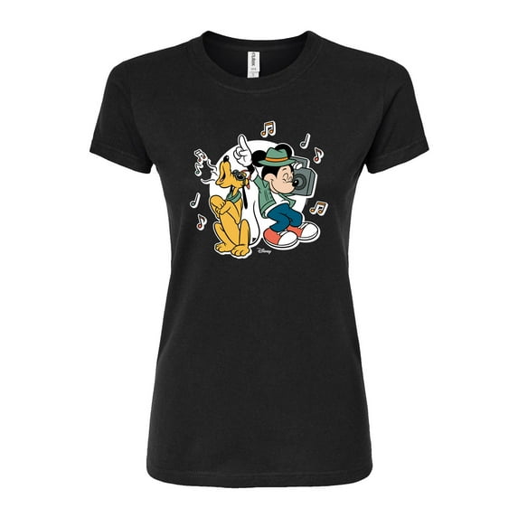 Disney - Mickey & Friends - Pluto Sings while Mickey Dances - Juniors Fitted Graphic T-Shirt