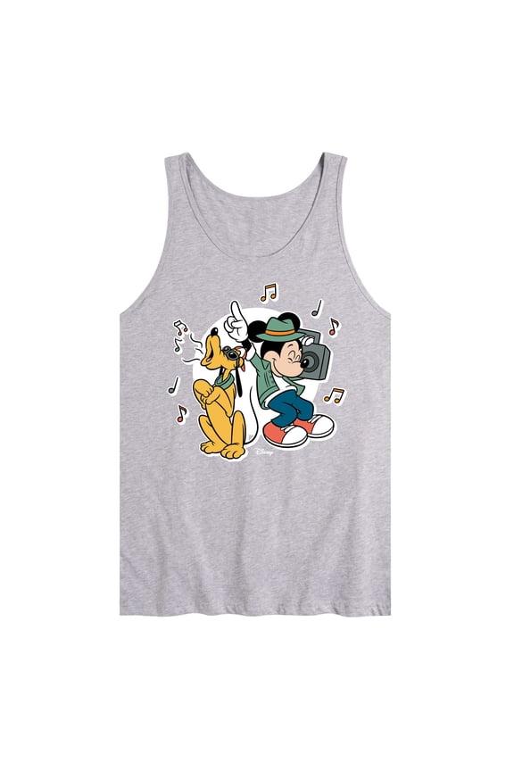 - Mickey & Friends - Pluto Sings while Mickey Dances - Men's Jersey Tank Top