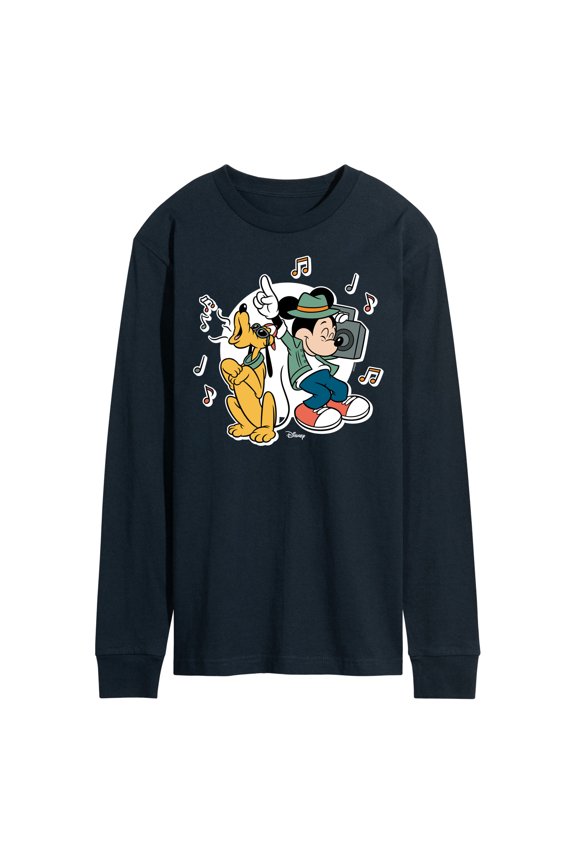 - Mickey & Friends - Pluto Sings while Mickey Dances - Men's Long Sleeve T-Shirt