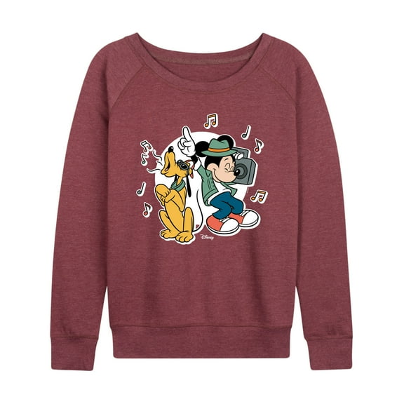 Disney - Mickey & Friends - Pluto Sings while Mickey Dances - Women's Lightweight French Terry Long Sleeve Shirt