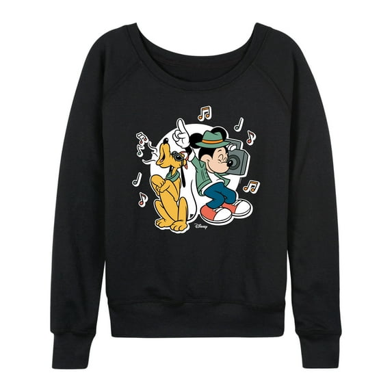 Disney - Mickey & Friends - Pluto Sings while Mickey Dances - Women's Lightweight French Terry Long Sleeve Shirt