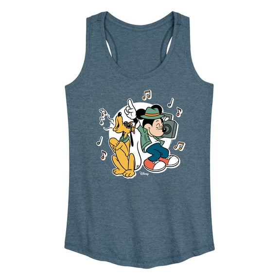 Disney - Mickey & Friends - Pluto Sings while Mickey Dances - Women's Racerback Tank Top
