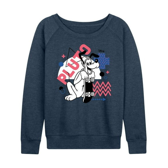 Disney - Mickey & Friends - Pluto Skates Too - Retro Style - Women's Lightweight French Terry Long Sleeve Shirt