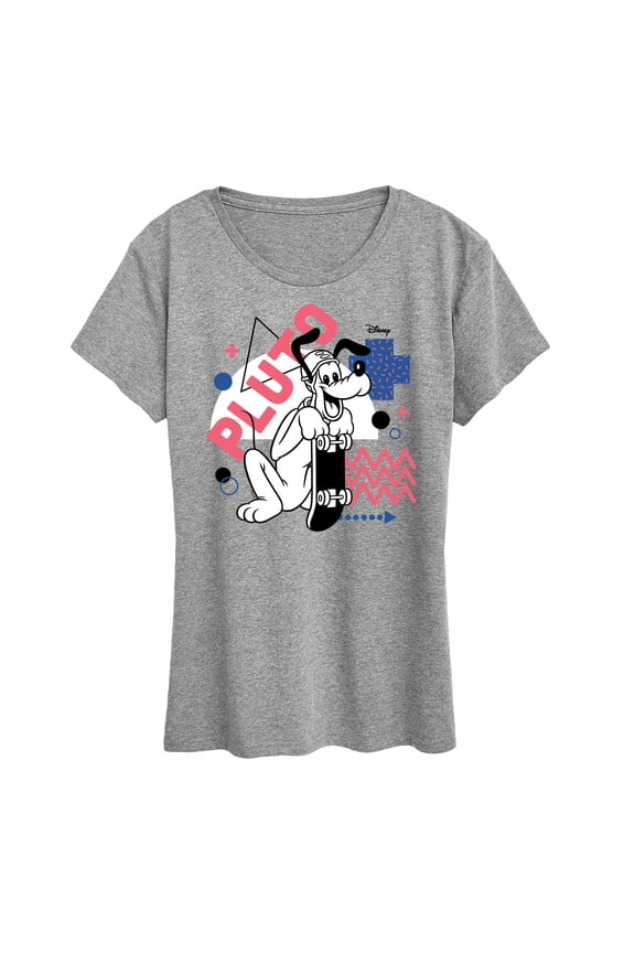 - Mickey & Friends - Pluto Skates Too - Women's Short Sleeve Graphic T-Shirt