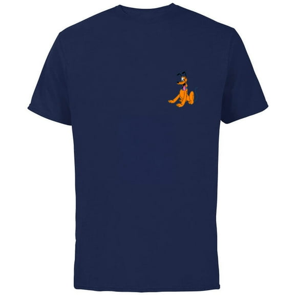 Disney Mickey & Friends Pluto Small Pose - Short Sleeve Cotton T-Shirt for Adults - Customized-Navy