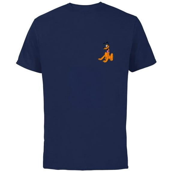 Disney Mickey & Friends Pluto Small Pose - Short Sleeve Cotton T-Shirt for Adults - Customized-Navy