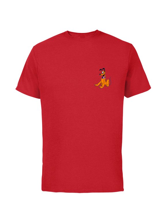 Mickey & Friends Pluto Small Pose - Short Sleeve Cotton T-Shirt for Adults - Customized-Red