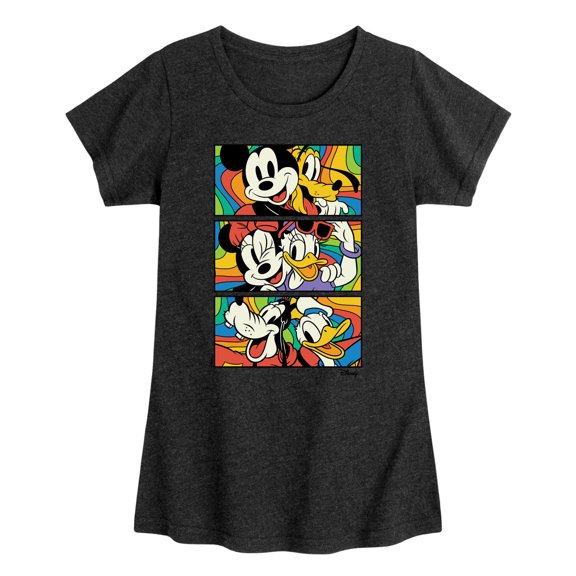 Disney - Mickey & Friends - Retro Blocks - Mickey, Minnie, & Goofy - Toddler And Youth Girls Short Sleeve Graphic T-Shirt