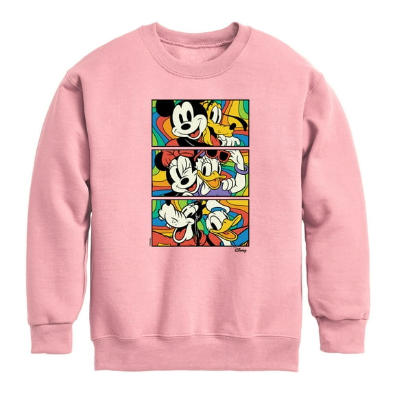 Disney - Mickey & Friends - Retro Blocks - Mickey, Minnie, & Goofy - Toddler And Youth Long Sleeve Graphic T-Shirt