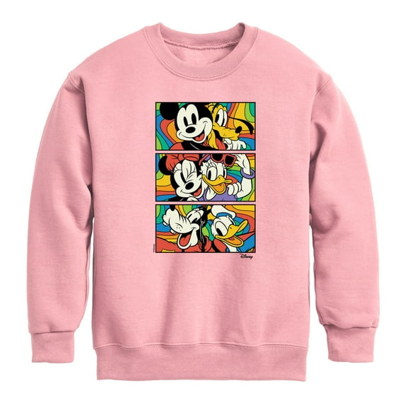 Disney - Mickey & Friends - Retro Blocks - Mickey, Minnie, & Goofy - Toddler And Youth Long Sleeve Graphic T-Shirt