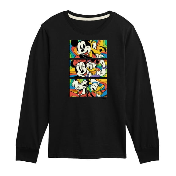 Disney - Mickey & Friends - Retro Blocks - Mickey, Minnie, & Goofy - Toddler And Youth Long Sleeve Graphic T-Shirt