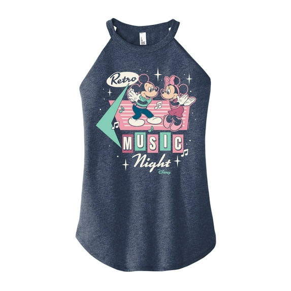 Disney - Mickey & Friends - Retro Music Night - Dancing with Minnie - Juniors High Neck Tank Top