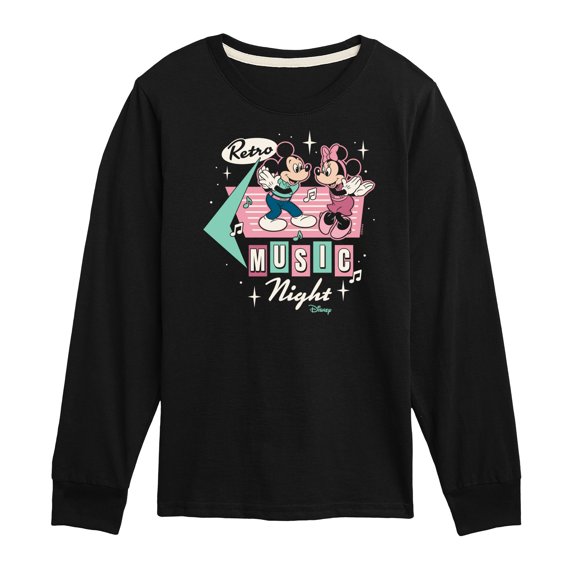 Disney - Mickey & Friends - Retro Music Night - Dancing with Minnie - Toddler And Youth Long Sleeve Graphic T-Shirt