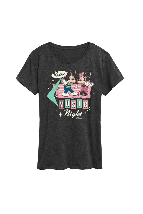 - Mickey & Friends - Retro Music Nights - Minnie & Mickey Dancing - Women's Short Sleeve Graphic T-Shirt