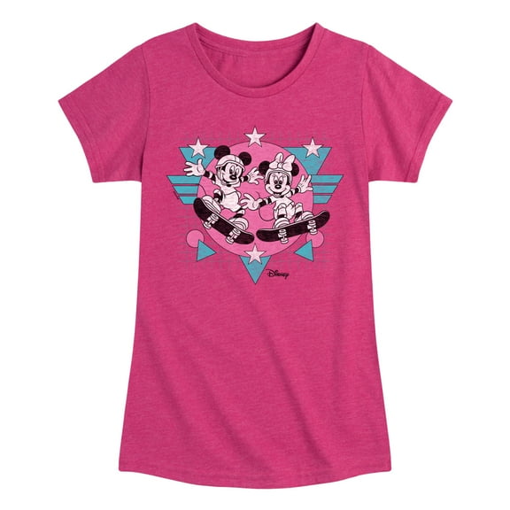 Disney - Mickey & Friends - Retro Skaters Mickey & Minnie - Toddler And Youth Girls Short Sleeve Graphic T-Shirt