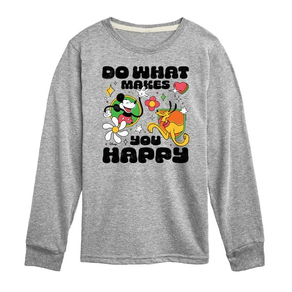 Disney - Mickey & Friends - Retro Style - Do What Makes You Happy - Toddler And Youth Long Sleeve Graphic T-Shirt
