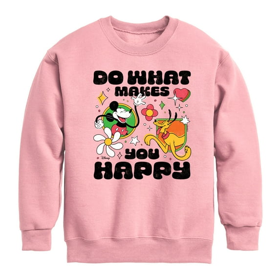 Disney - Mickey & Friends - Retro Style - Do What Makes You Happy - Toddler And Youth Long Sleeve Graphic T-Shirt