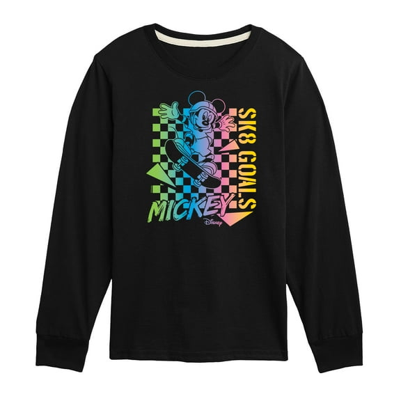 Disney - Mickey & Friends - SK8 Goals - Retro Style Color Blend - Toddler And Youth Long Sleeve Graphic T-Shirt