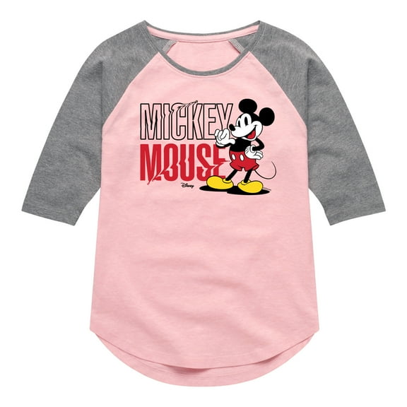 Disney - Mickey & Friends - Simple Classic Mickey - Toddler And Youth Girls Raglan Graphic T-Shirt
