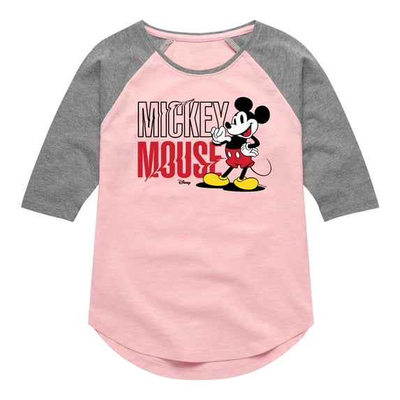 Disney - Mickey & Friends - Simple Classic Mickey - Toddler And Youth Girls Raglan Graphic T-Shirt