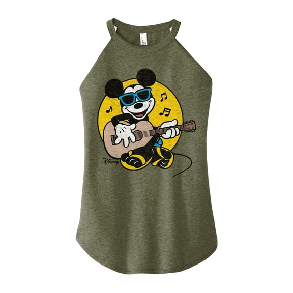 Disney - Mickey & Friends - Singing & Playing the Guitar - Flipflops & Sunglasses - Juniors High Neck Tank Top