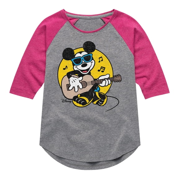 Disney - Mickey & Friends - Singing & Playing the Guitar - Flipflops & Sunglasses - Toddler And Youth Girls Raglan Graphic T-Shirt