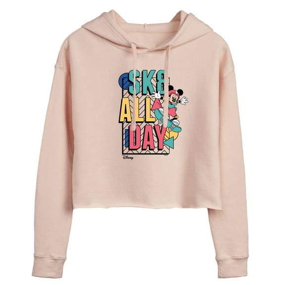 Disney - Mickey & Friends - Sk8 All Day - Retro Shapes - Juniors Cropped Pullover Hoodie
