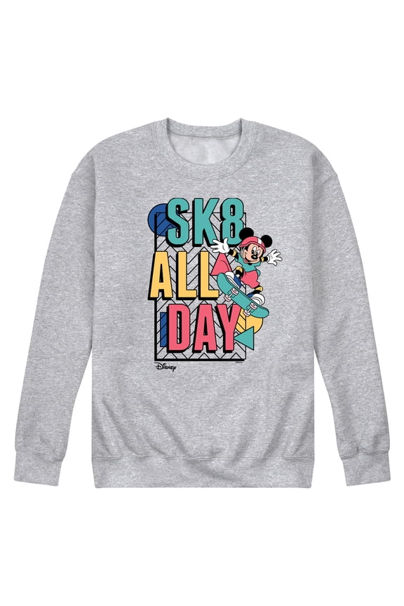 - Mickey & Friends - Sk8 All Day - Retro Shapes - Men's Crew Neck Fleece Pullover