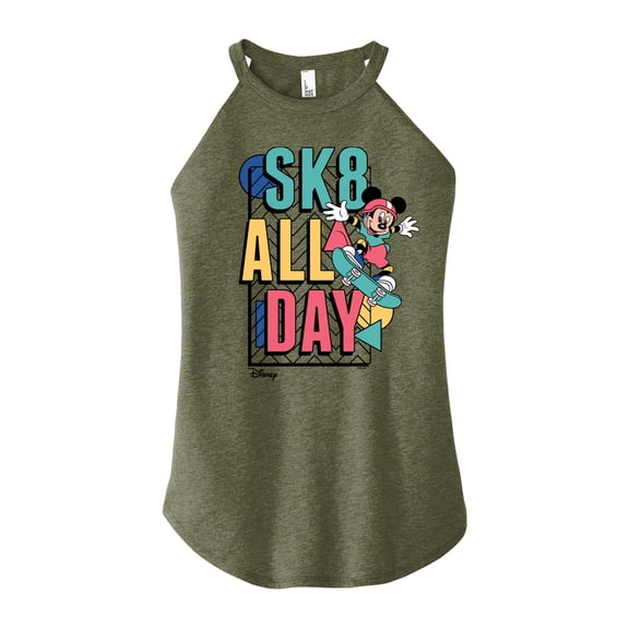 Disney - Mickey & Friends - Sk8 All Day - Skater Mickey - Juniors High Neck Tank Top