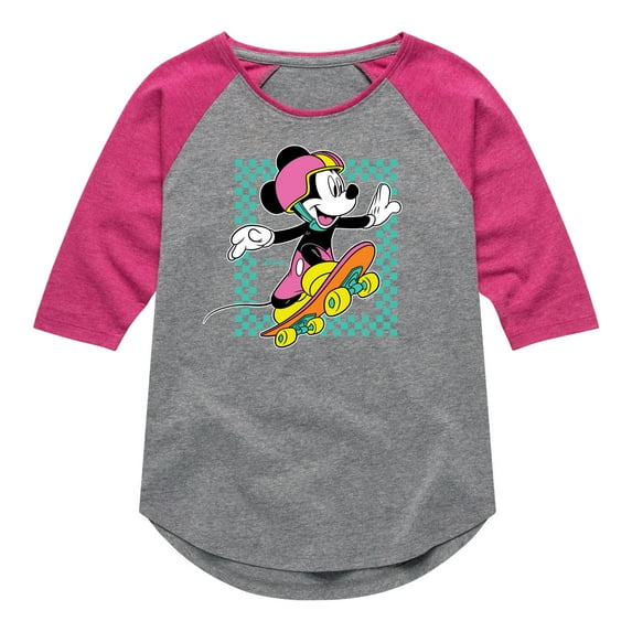 Disney - Mickey & Friends - Skater Out the Box - Toddler And Youth Girls Raglan Graphic T-Shirt