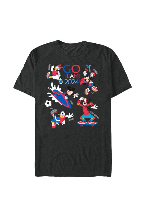 Mickey & Friends Sports Let the Games Begin 2024- Short Sleeve Blended T-Shirt for Adults - Customized-Dark Heather