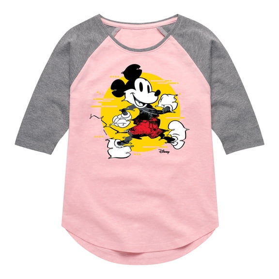 Disney - Mickey & Friends - Spotlight on Mickey - Toddler And Youth Girls Raglan Graphic T-Shirt