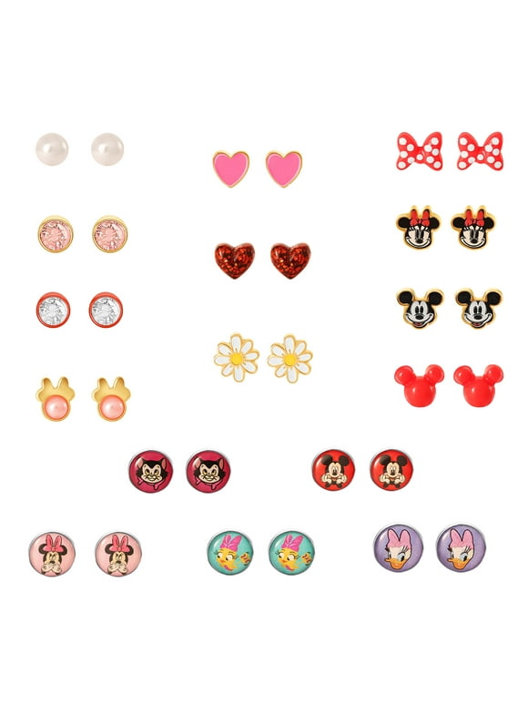 Mickey & Friends Stud Earrings, 16 Pack, Multicolor