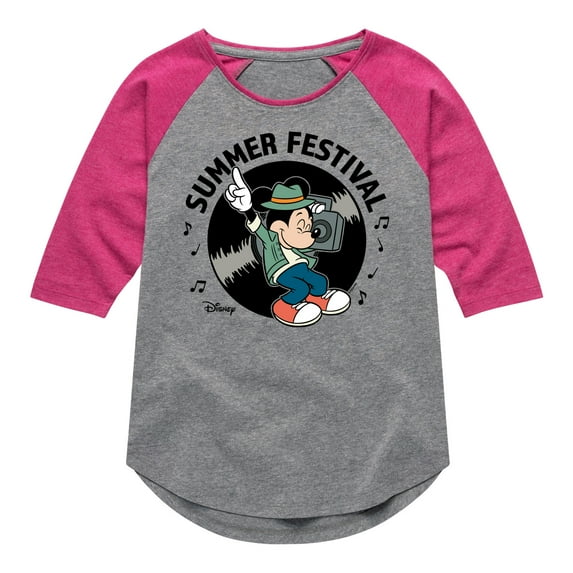 Disney - Mickey & Friends - Summer Music Festival - Toddler And Youth Girls Raglan Graphic T-Shirt