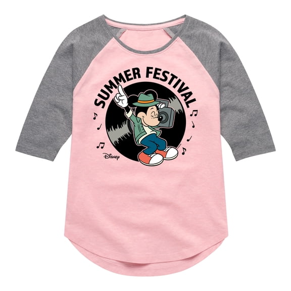 Disney - Mickey & Friends - Summer Music Festival - Toddler And Youth Girls Raglan Graphic T-Shirt
