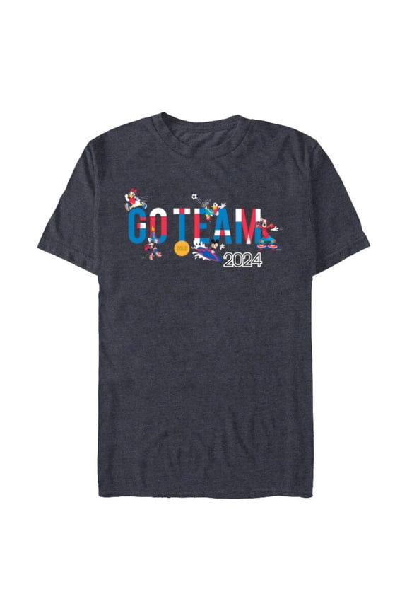 Mickey & Friends Summer Sports Games Go Team 2024- Short Sleeve Blended T-Shirt for Adults - Customized-Navy Heather