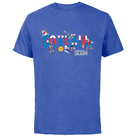 Disney Mickey & Friends Summer Sports Games Go Team 2024- Short Sleeve Cotton T-Shirt for Adults - Customized-Royal Heather