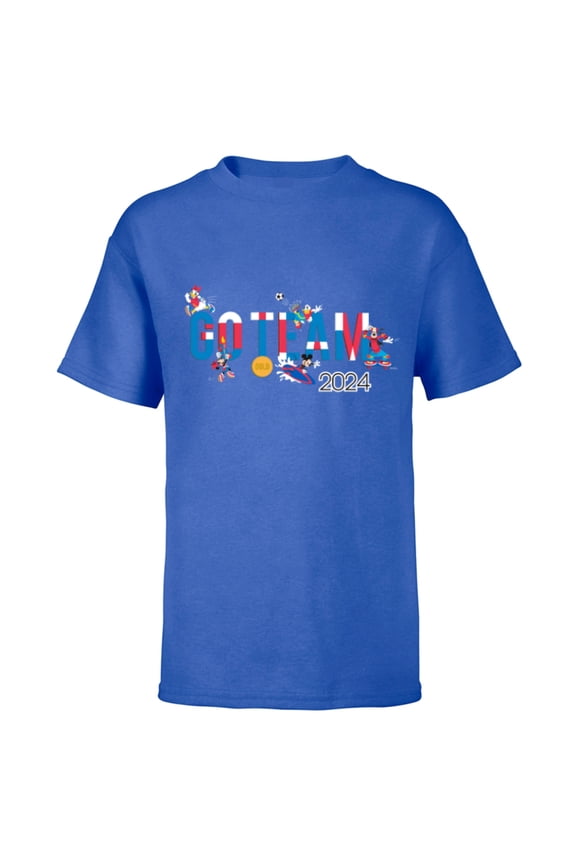 Mickey & Friends Summer Sports Games Go Team 2024- Short Sleeve T-Shirt for Kids - Customized-Royal