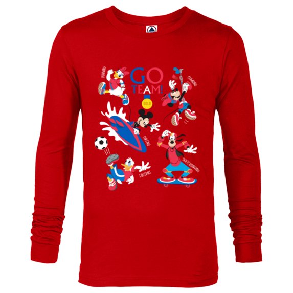 Disney Mickey & Friends Summer Sports Let the Games Begin- Long Sleeve T-Shirt for Men - Customized-New Red
